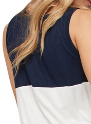 White Sleeveless Colorblock American Flag Print Tank Top