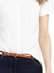 Summer Solid Basic Casual Short Sleeve Button Down White Shirt