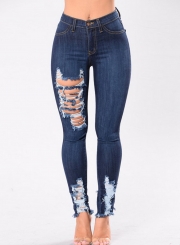 Fashion Sexy Slim Ripped High Waist Denim Pencil Pants