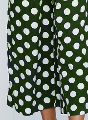 Polka Dots Spaghetti Strap Waist Tie Wide Leg Pockets Jumpsuit