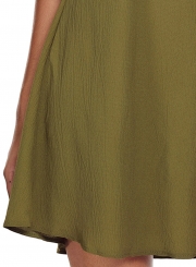 Fashion Olive Adorable Sexy O Ring Detail Ruffle Dress