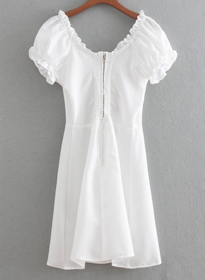 white lace up mini dress