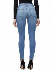 Casual Slim Hollow Out High Waist Zipper Fly Pencil Jeans With Pockets