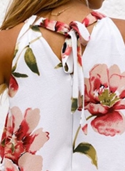 Fashion Floral Printed Halter Off The Shoulder Tank With Straight Shorts