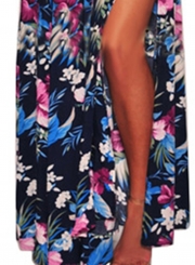 Summer Floral Printed Sleeveless Backless Lace-Up Crop Top Slit Skirt Set