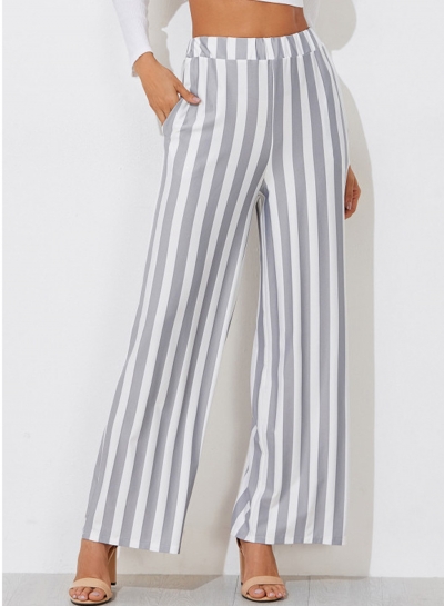 Casual Striped Straight Wide Leg Pants With Pockets STYLESIMO.com