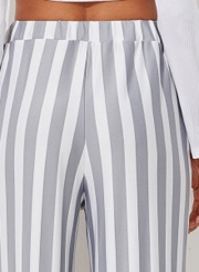 Casual Striped Straight Wide Leg Pants With Pockets