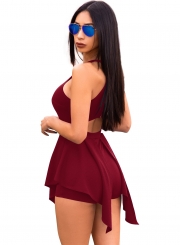 Summer Irregular Solid Slim Sleeveless Off The Shoulder Women Romper