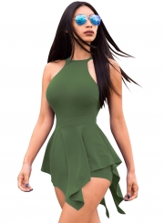 Summer Irregular Solid Slim Sleeveless Off The Shoulder Women Romper