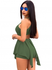 Summer Irregular Solid Slim Sleeveless Off The Shoulder Women Romper