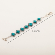 Fashion Vintage Turquoise Rhombus Alloy Bracelet