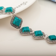 Fashion Vintage Turquoise Rhombus Alloy Bracelet