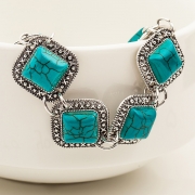 Fashion Vintage Turquoise Rhombus Alloy Bracelet