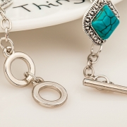 Fashion Vintage Turquoise Rhombus Alloy Bracelet