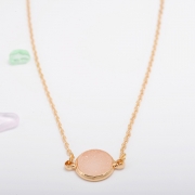 Fashion Sweet Alloy Geometric Resin Disk Collarbone Chain Necklace