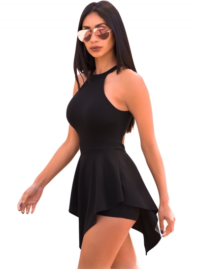 Summer Irregular Solid Slim Sleeveless Off The Shoulder Women Romper LEXELFASHIONINTSHOPS.com