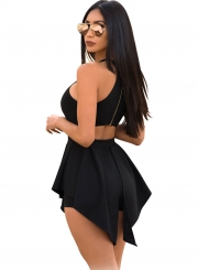 Summer Irregular Solid Slim Sleeveless Off The Shoulder Women Romper