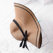 Big Brim Hat Floppy Foldable Straw Hat Summer Beach Hat with bowknot