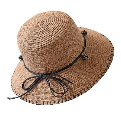Summer Straw Hat Sunscreen Hat Holiday Beach Hat With Bowknot