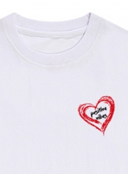 Summer Casual Loose Street Heart Printed Short Sleeve Round Neck Tee