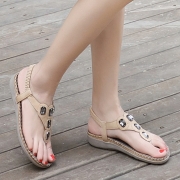 Fashion Bohemia Summer Beach Thong Flat Sandals With Crystal