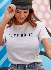 Summer Casual Loose Printed Short Sleeve Round Neck Tee With Letters