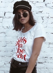 Summer Casual Loose Printed Short Sleeve Round Neck Tee With Novelty Letters