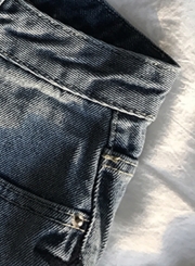 Casual Retro Wash High Waist Zipper Fly Wide Leg Denim Shorts With Pockets