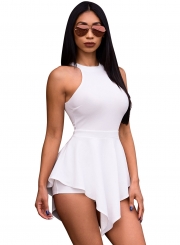 Summer Irregular Solid Slim Sleeveless Off The Shoulder Women Romper