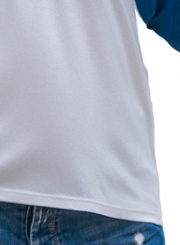 Double Blue Raglan Sleeves Open Shoulder Shirt
