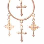 Vintage Exoticism Alloy Carved Lines Crucifix Tassel Drop Earrings