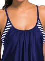 casual-loose-striped-round-neck-dress-layered-one-piece-tankini-top
