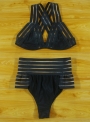 sexy-solid-mesh-splicing-strappy-high-waist-hollow-out-bikini-swimwear