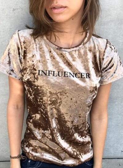 Summer Fashion Loose Printed Short Sleeve Round Neck Tee With Letters