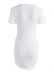 Summer Casual Slim Irregular Solid Short Sleeve Round Neck Mini Dress