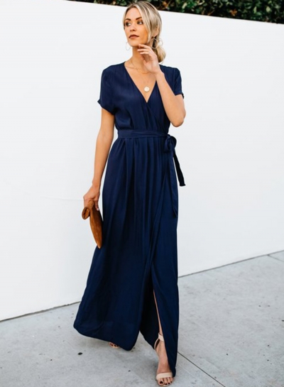 V Neck Maxi Dress With Sleeves Store ...