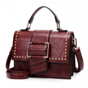 Vintage Leather Handbag Cross Body Shoulder Bag With Rivet