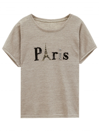 Summer Casual Loose Short Sleeve Round Neck Tee With Letters