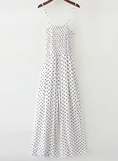 polka dot wide leg jumpsuit