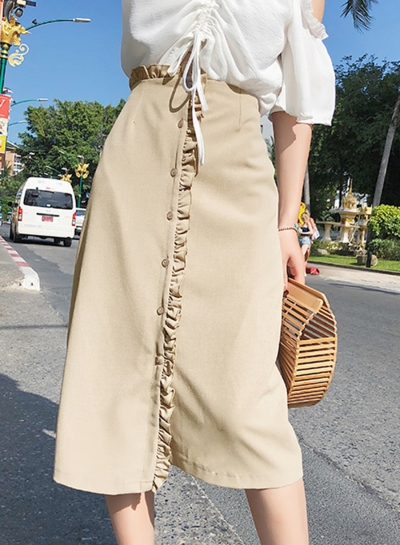 Summer Fashion Slim Irregular Single-Breasted High Waist Skirt
