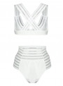 sexy-solid-mesh-splicing-strappy-high-waist-hollow-out-bikini-swimwear