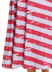 Casual American Flag Print Sleeveless Round Neck Maxi Dress
