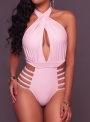 sexy-slim-solid-v-neck-lace-up-backless-hollow-out-one-piece-swimsuit