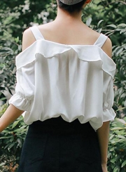 Summer Loose Off The Shoulder Short Sleeve Loose Button Down Shirt