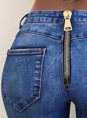 Casual Sexy Slim Zipper Fly Pencil Jeans With Pockets