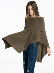 Fashion Casual Off Shoulder Irregular Loose Fit Solid Tee