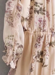 Sexy Floral One Shoulder Off Shoulder Flounce Sleeve Wide Leg Romper