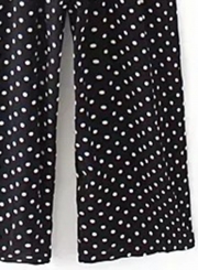 Fashion Polka Dots Spaghetti Strap Straight Wide Leg Jumpsuit With Pockets