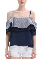 Summer Casual Spaghetti Strap Off The Shoulder Ruffle Loose Blouse