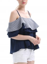 Summer Casual Spaghetti Strap Off The Shoulder Ruffle Loose Blouse